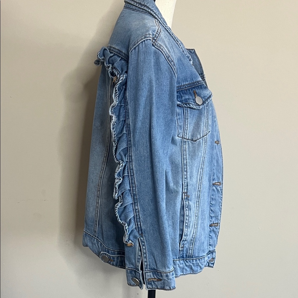 👖↖️💈Ruffled Denim Jacket - Picture 6 of 8